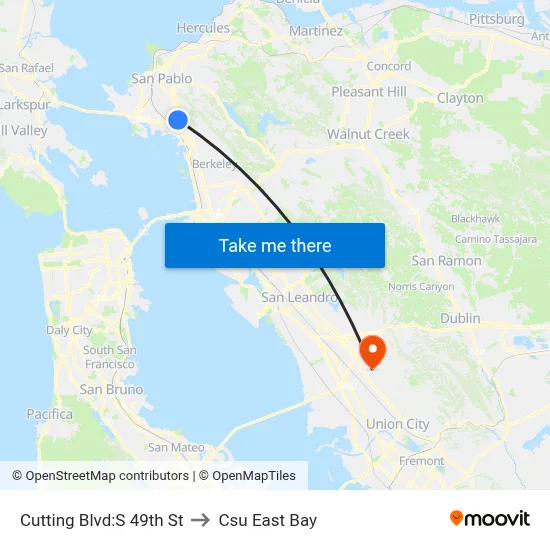 Cutting Blvd:S 49th St to Csu East Bay map