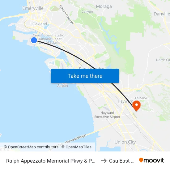 Ralph Appezzato Memorial Pkwy & Poggi St to Csu East Bay map