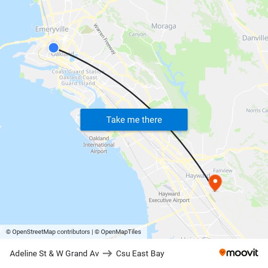 Adeline St & W Grand Av to Csu East Bay map