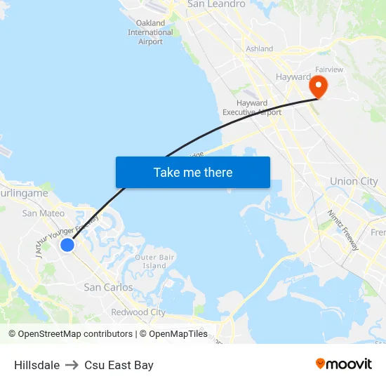 Hillsdale to Csu East Bay map