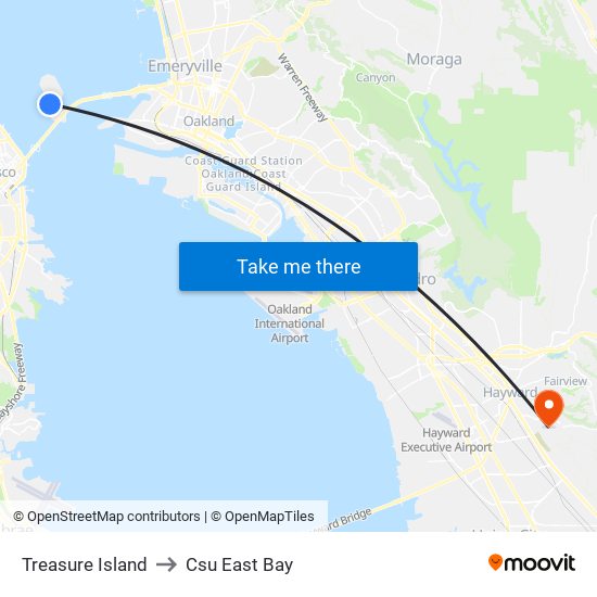 Treasure Island to Csu East Bay map