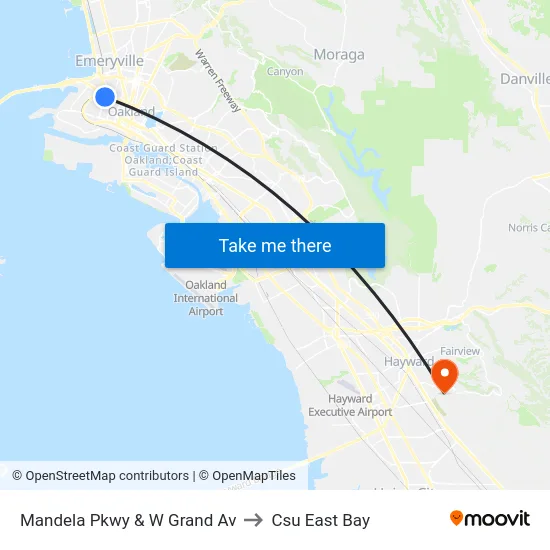 Mandela Pkwy & W Grand Av to Csu East Bay map