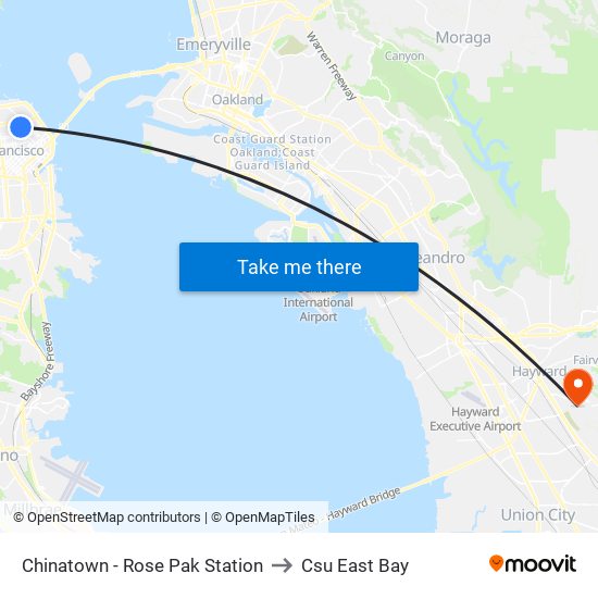 Chinatown - Rose Pak Station to Csu East Bay map