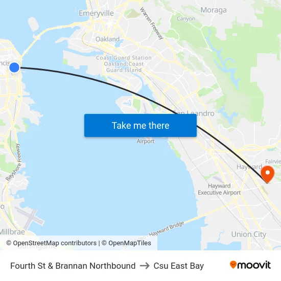 Fourth St & Brannan Northbound to Csu East Bay map