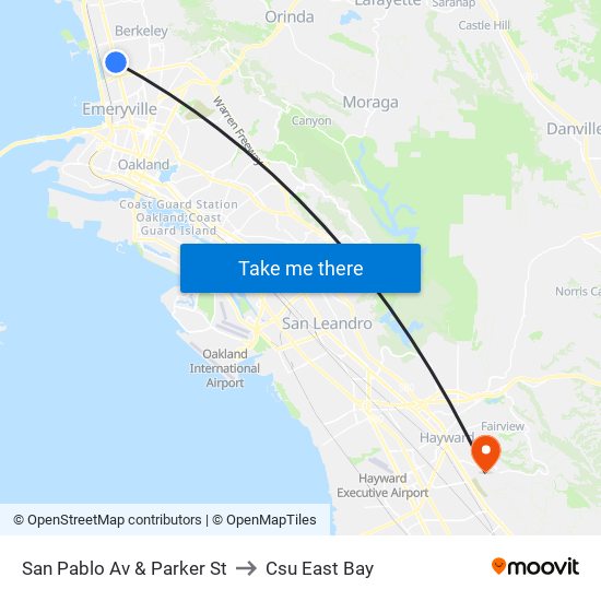 San Pablo Av & Parker St to Csu East Bay map