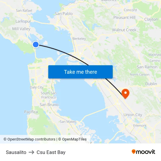 Sausalito to Csu East Bay map