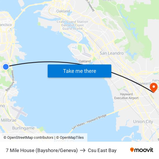 7 Mile House (Bayshore/Geneva) to Csu East Bay map