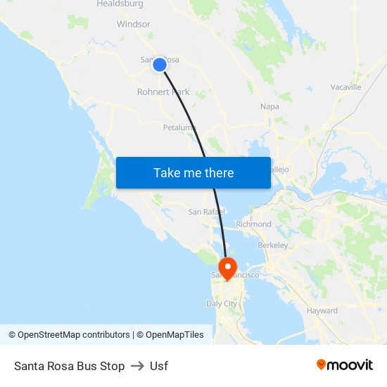 Santa Rosa Bus Stop to Usf map