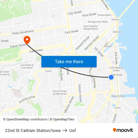 22nd St Caltrain Station/Iowa to Usf map