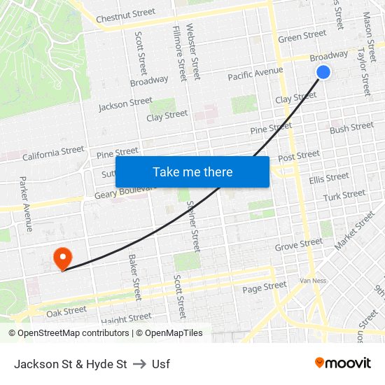 Jackson St & Hyde St to Usf map