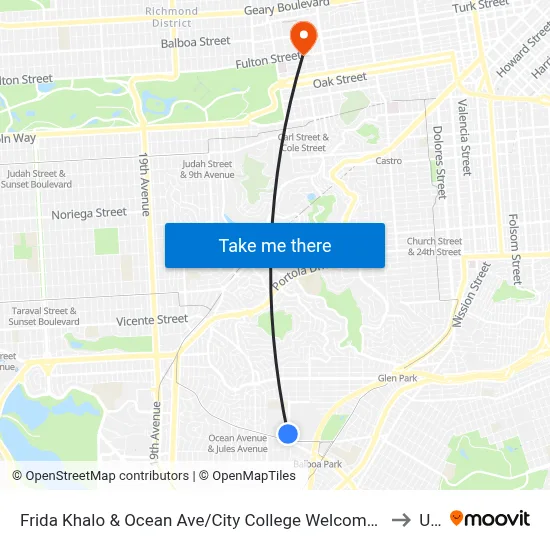 Frida Khalo & Ocean Ave/City College Welcome Center to Usf map