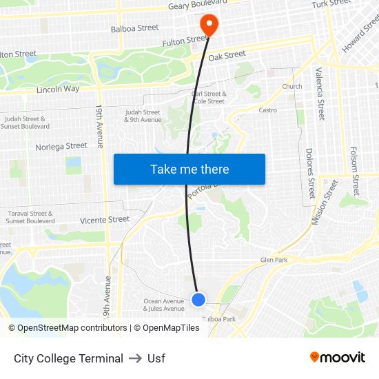 City College Terminal to Usf map