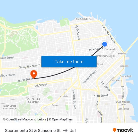 Sacramento St & Sansome St to Usf map