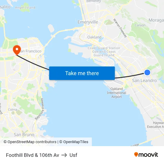 Foothill Blvd & 106th Av to Usf map