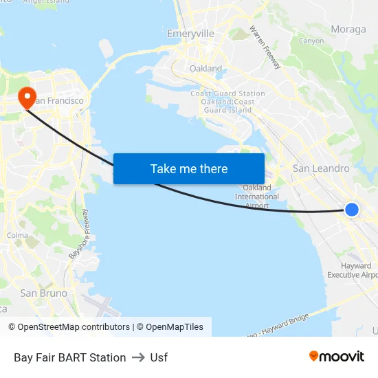 Bay Fair BART Station to Usf map