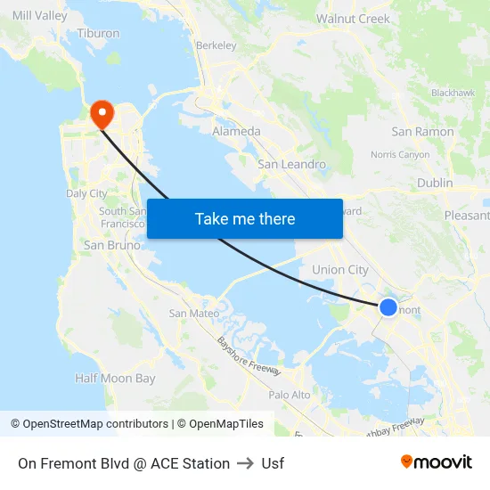 On Fremont Blvd @ ACE Station to Usf map