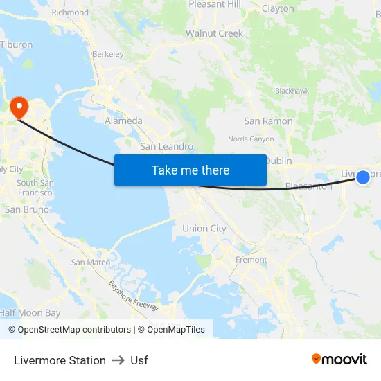 Livermore Station to Usf map