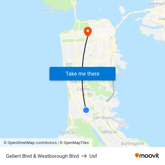 Gellert Blvd & Westborough Blvd to Usf map