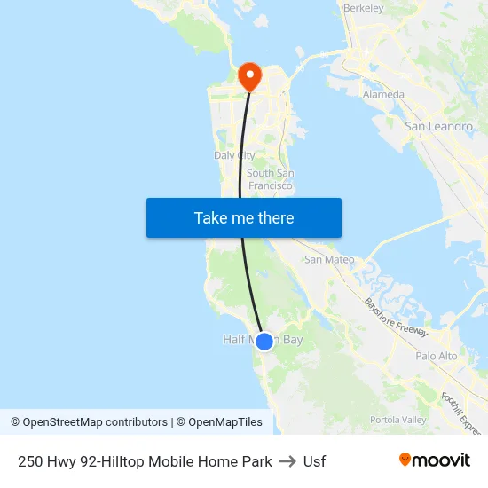 250 Hwy 92-Hilltop Mobile Home Park to Usf map