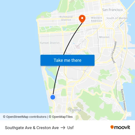 Southgate Ave & Creston Ave to Usf map