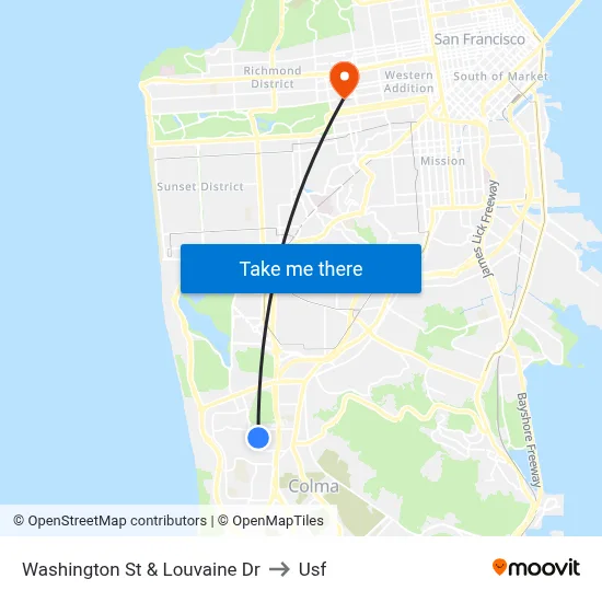Washington St & Louvaine Dr to Usf map