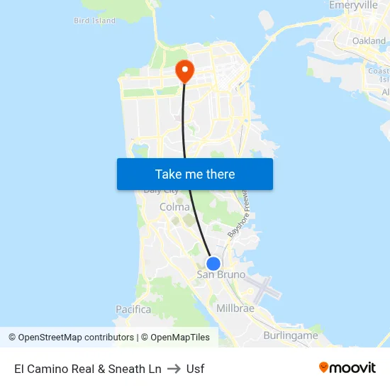 El Camino Real & Sneath Ln to Usf map