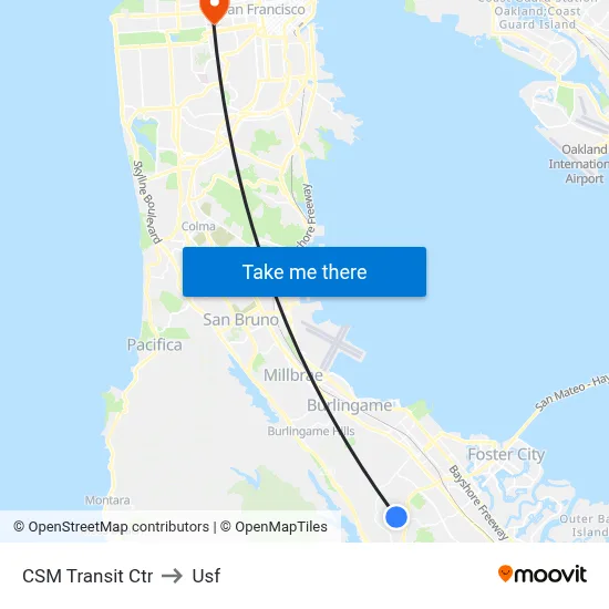 CSM Transit Ctr to Usf map