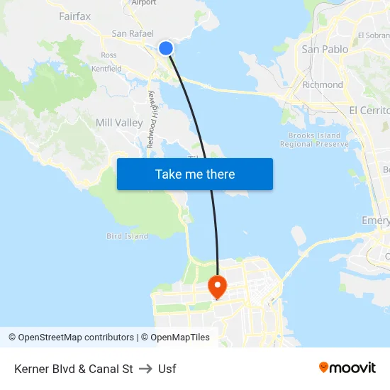 Kerner Blvd & Canal St to Usf map