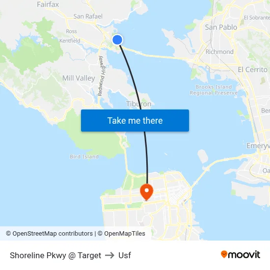 Shoreline Pkwy @ Target to Usf map