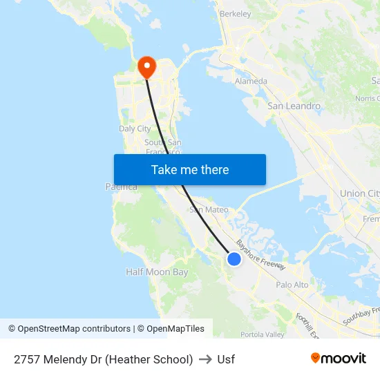 2757 Melendy Dr (Heather School) to Usf map