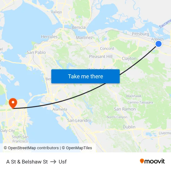 A St & Belshaw St to Usf map