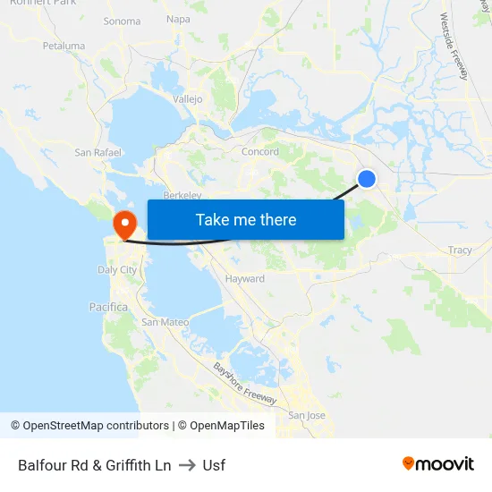 Balfour Rd & Griffith Ln to Usf map