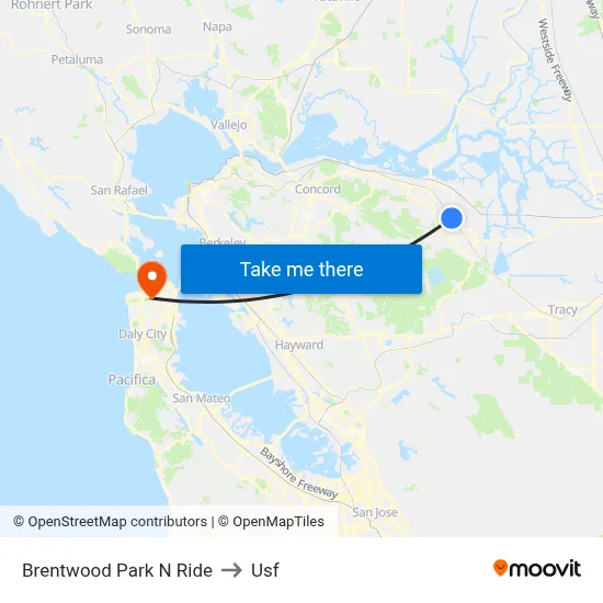 Brentwood Park N Ride to Usf map