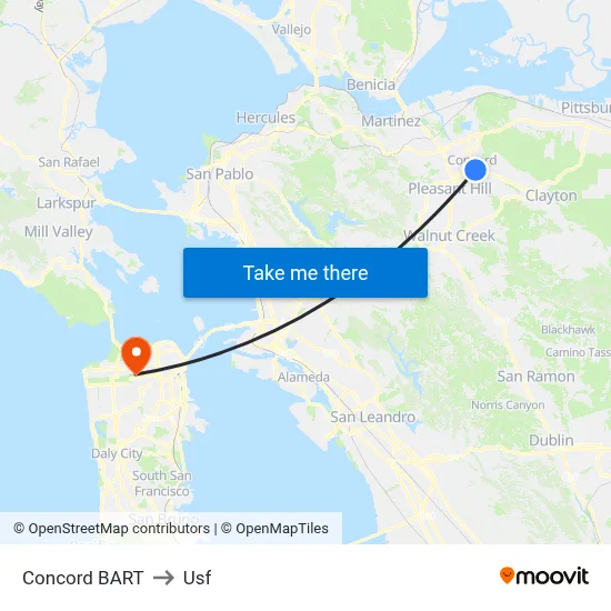 Concord BART to Usf map