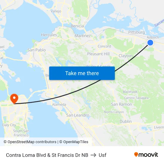 Contra Loma Blvd & St Francis Dr NB to Usf map