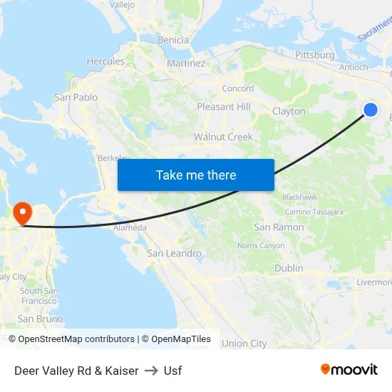 Deer Valley Rd & Kaiser to Usf map