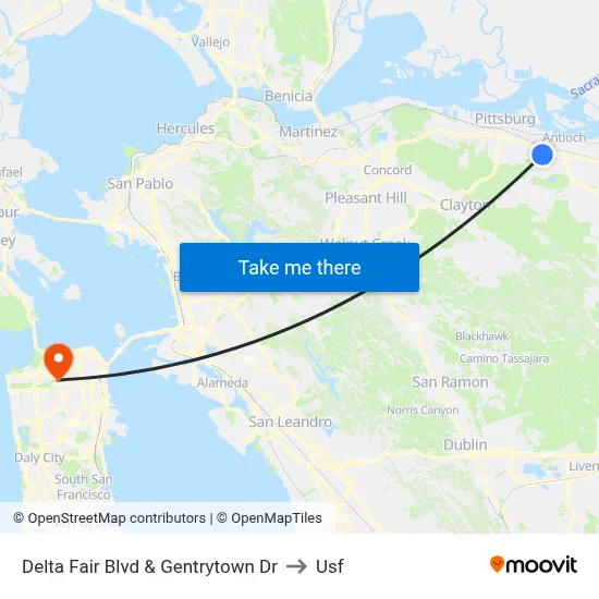 Delta Fair Blvd & Gentrytown Dr to Usf map