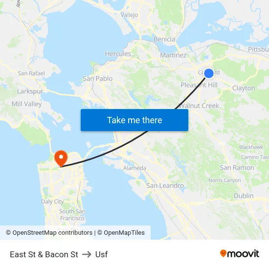 East St & Bacon St to Usf map