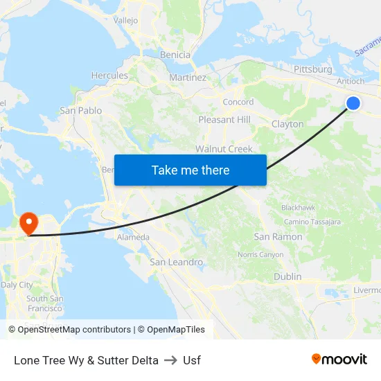 Lone Tree Wy & Sutter Delta to Usf map