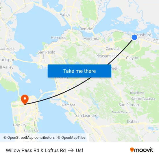Willow Pass Rd & Loftus Rd to Usf map