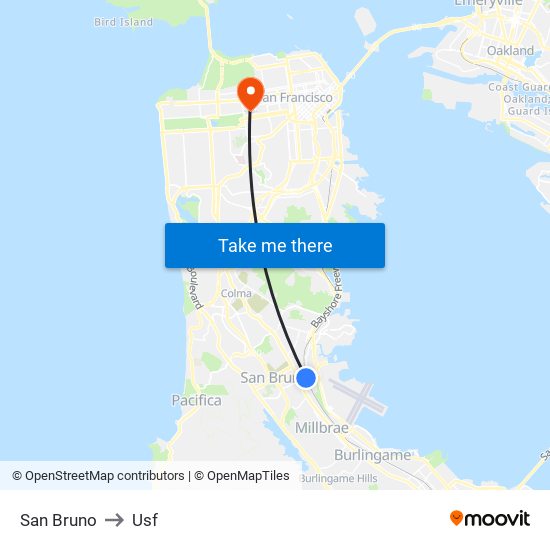 San Bruno to Usf map