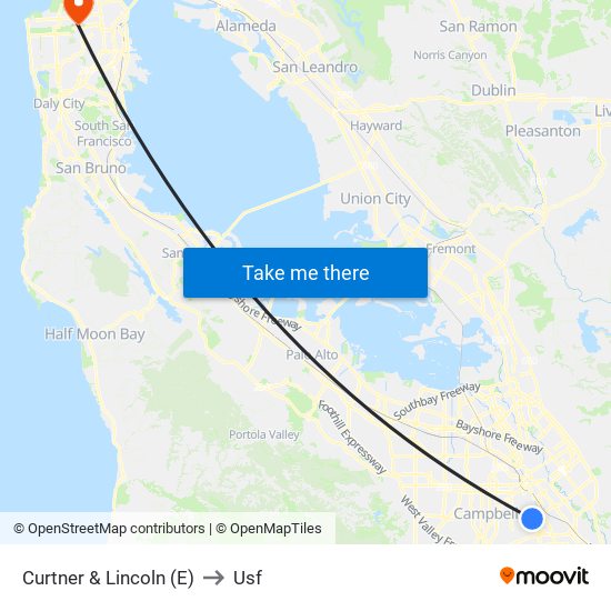 Curtner & Lincoln (E) to Usf map