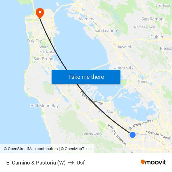 El Camino & Pastoria (W) to Usf map