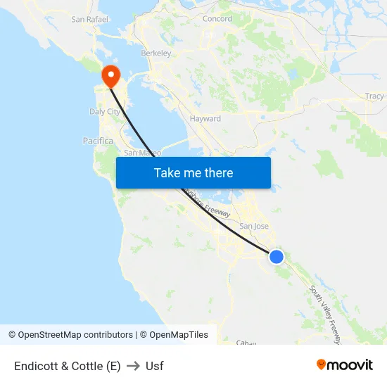 Endicott & Cottle (E) to Usf map