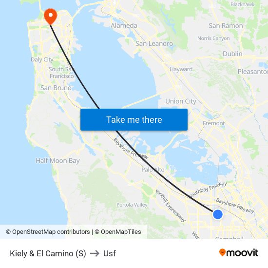 Kiely & El Camino (S) to Usf map