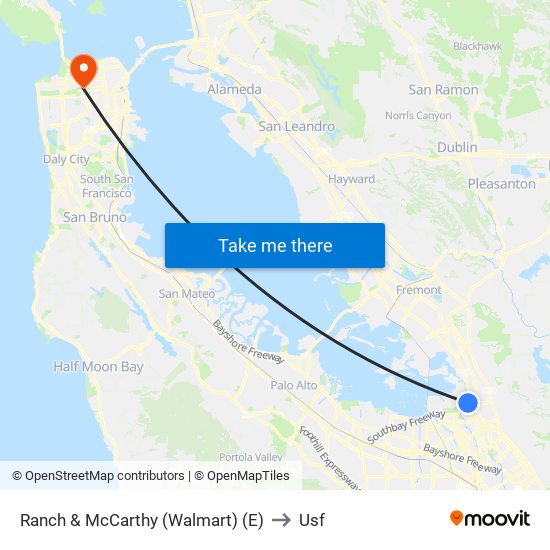 Ranch & McCarthy (Walmart) (E) to Usf map