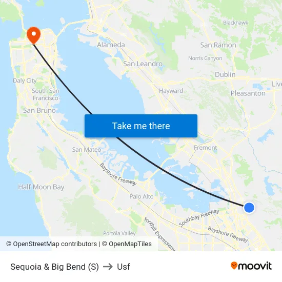 Sequoia & Big Bend (S) to Usf map