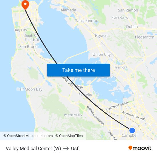 Valley Medical Center (W) to Usf map