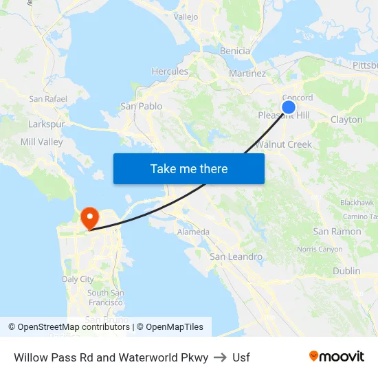 Willow Pass Rd and Waterworld Pkwy to Usf map
