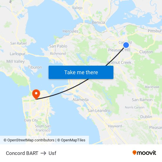 Concord BART to Usf map